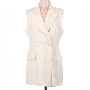 Vintage 90s Y2K The Limited Cream Sleeveless Blazer Vest Long Length Oversized M